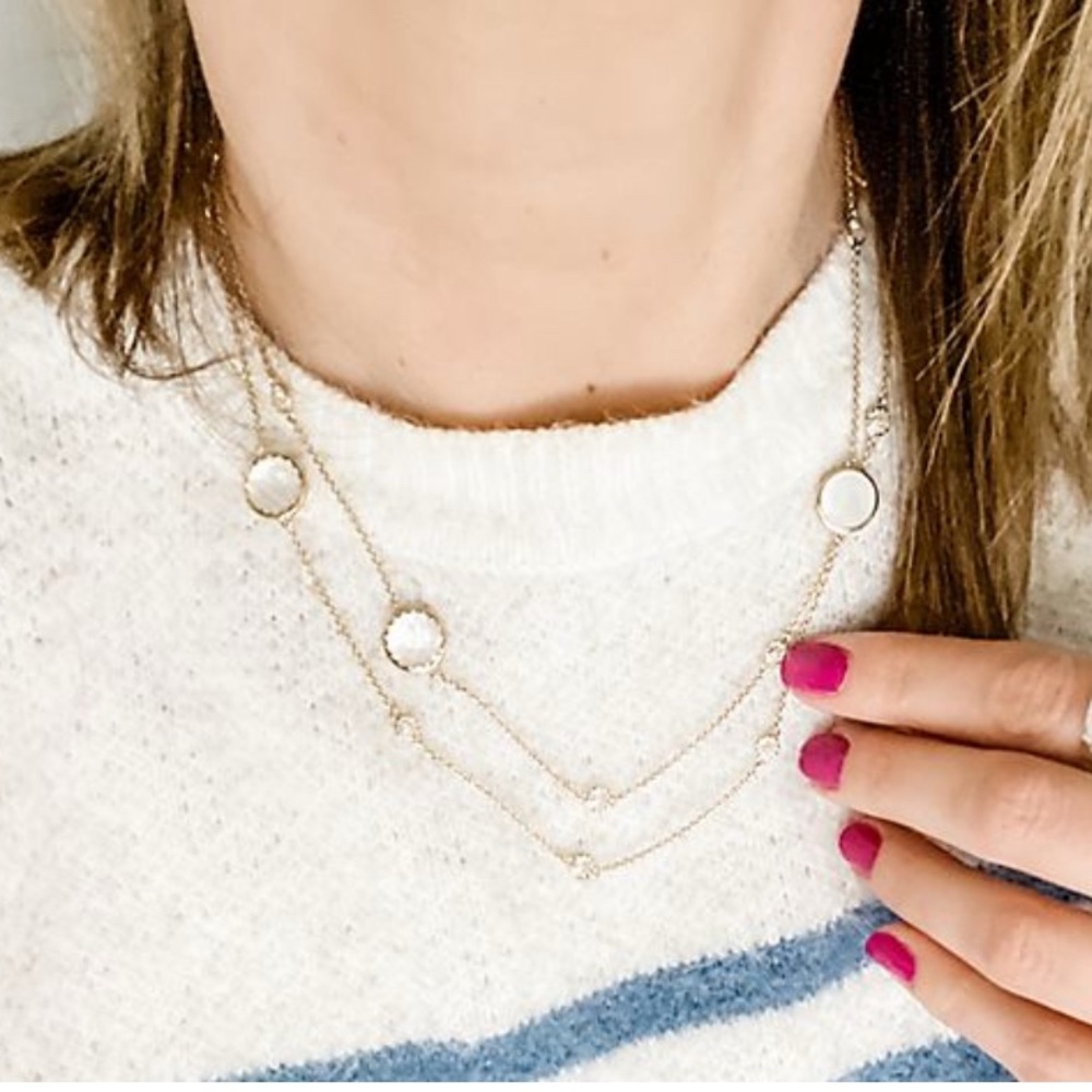 Diamonique By The Yard w/Pearl Accents 36” 14K Yellow Gold Clad SS Necklace - Picture 4 of 11